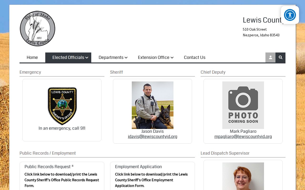 Official Lewis County Sheriff contact and records page