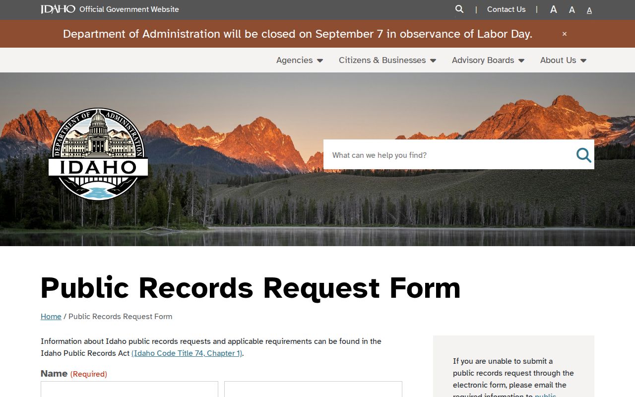 Official Idaho public records request guidance